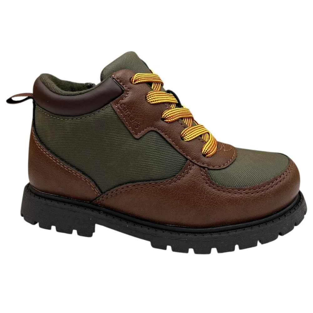Carter's Little Boys Boston Fashion Ankle Boot Size 12 Brown-Olive Slip-on Style